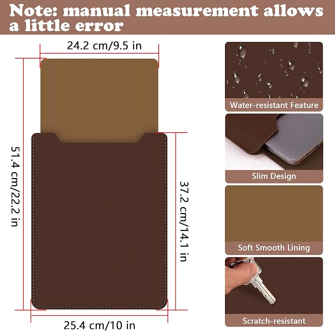 BVYA 15-16" Laptop Sleeve, PU Leather Laptop Case Compatible with MacBook Pro 16 2019-2021 M1 Pro M1 Max (A2485 A2141), Case Compatible with MacBook Pro 15 2010-2019 (A1990 A1707 A1398)