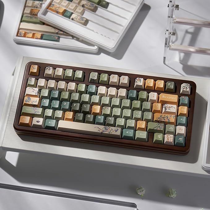 152 Keys Green Keycaps PBT Dye Sub Cherry Profile Keycaps Fit for 61/64/87/104/108 Cherry Mx Switches Mechanical Keyboard