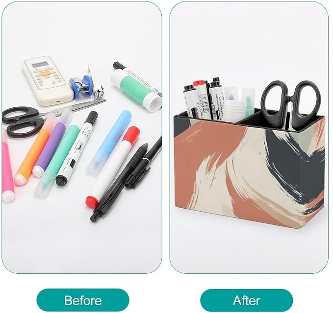 Modern Minimalism Art Swirl Desk Organizer PU Leather Caddy Holder | 5.9*2.8*4.3",multi-function storage box for phone remote pen makeup brush