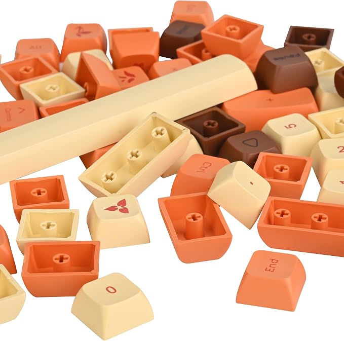 Guffercty kred XDA Profile Keycaps Set 142-Key Retro PBT keycaps for 60% 65% Cherry Mx Gaming Keyboard (Yellow Flash)