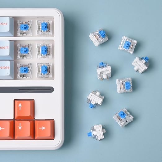 ELUTENG 110 PCS Switch Replacement 3 PIN Mechanical Keyboard Switches, Clicky, Accurate Typing, Dustproof,Universal Replacement Parts for Office and Gaming (Blue)
