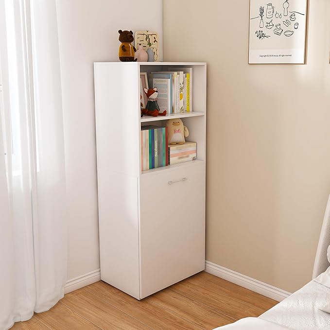 Folding Out Desk with Storage Shelves, Expandable Hidden Computer Desk, Foldable Space-Saving Pull Out Murphy Table, Writing Table with Mobile Wheels for Home Office Bedroom Small Spaces (White)