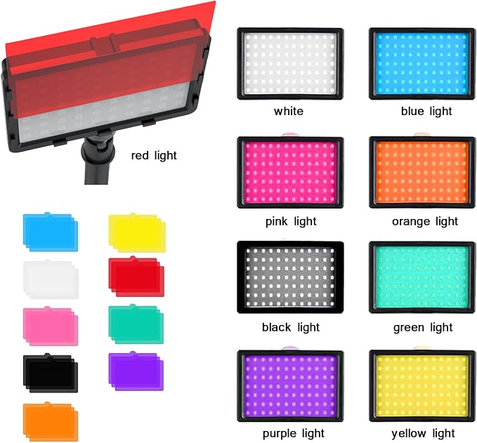 2-Pack LED Studio Streaming Lights, Portable Video Lighting for Video Recording Filming Camera Photo Photography Conference Game YouTube TikTok Shooting with Adjustable Tripod Stand & Color Filters