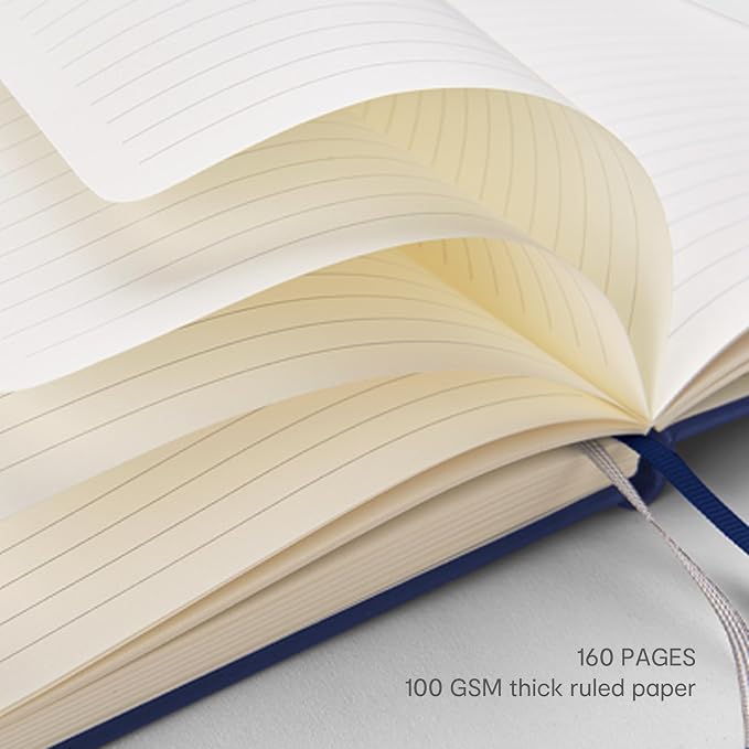 &And Per Se Lined Journal and Pen Set, A5 Leather Hardcover Notebook with Pen & Stationary Set, 160 Pages 100GSM Thick Ruled Paper Journal for Business Work Writing (Royal Blue)