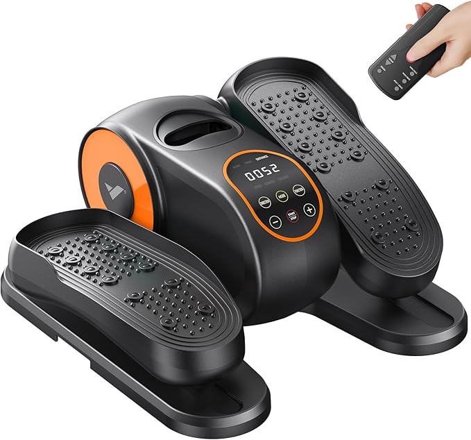 MERACH Under Desk Elliptical Machine, Leg Exerciser While Sitting for Seniors with 12-Speeds & Remote Control, Quiet Portable Electric Seated Pedal Exerciser Machine for Home Office