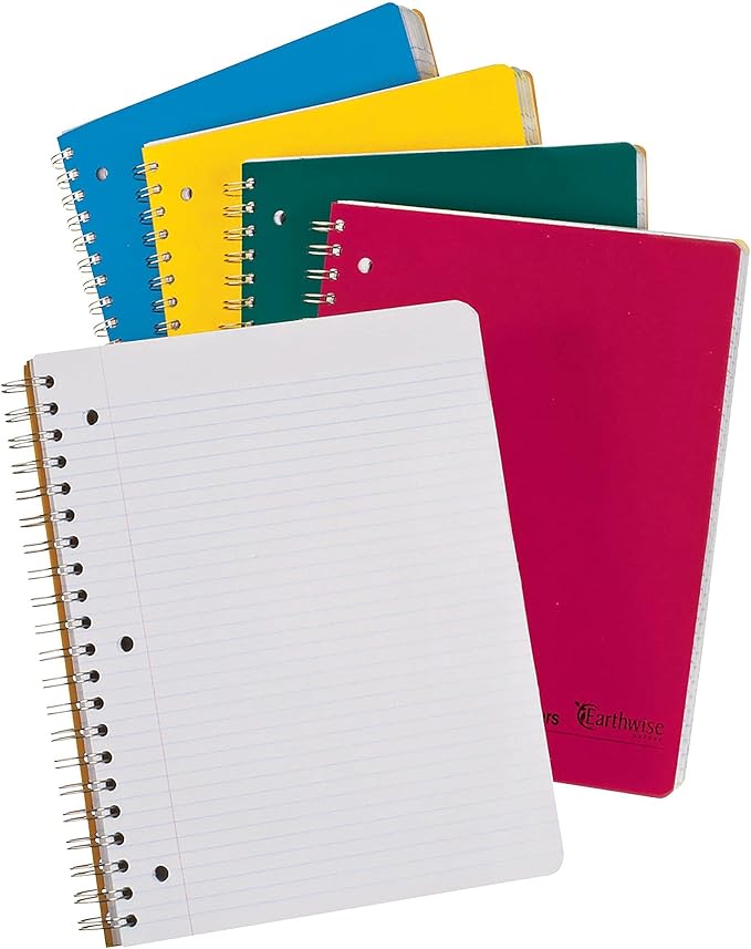Earthwise by Oxford Recycled 5-Subject Notebook, 8-1/2" x 11", College Rule, 3-Hole Punched, 240 Sheets (25-159R)