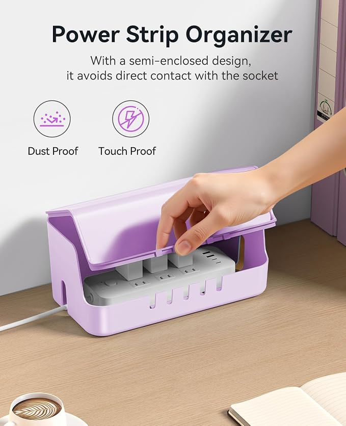 ORICO Cable Management Box with Phone Stand Lid, Large Cord Organizer Case for Hiding Power Strips & Surge Protectors, Heat Dissipation Desktop Wire Hider for Home, Office, School - PB02