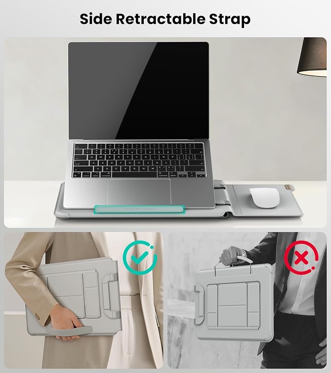 Nillkin 14 inch Laptop Sleeve with Handle (4-in-1), 2 Stand Modes, Slim Laptop Case with Adjustable Stand & Mouse Pad, MacBook Air 13 inch Case for Samsung/Surface/HP/Chromebook/Dell 12-14‘’, Gray
