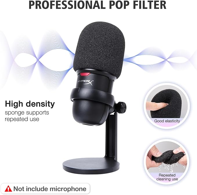 For HyperX SoloCast White Boom Arm - White Mic Arm Compatible with Hyper x SoloCast, Microphone Boom Arm with Pop Filter, Improve Sound Quality, White Mic Boom Arm for Hyperx SoloCast by SUNMON