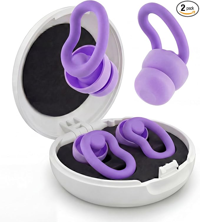 Ear Plugs for Sleeping,Reusable Noise Reduction Ear Plugs for Side Sleepers | 2 Pairs Silicone Ear Plugs, 6 Sizes Ear Tips (Single & Dual Layer), 30dB Noise Cancelling for Snoring,Travel ,Focus&Concerts