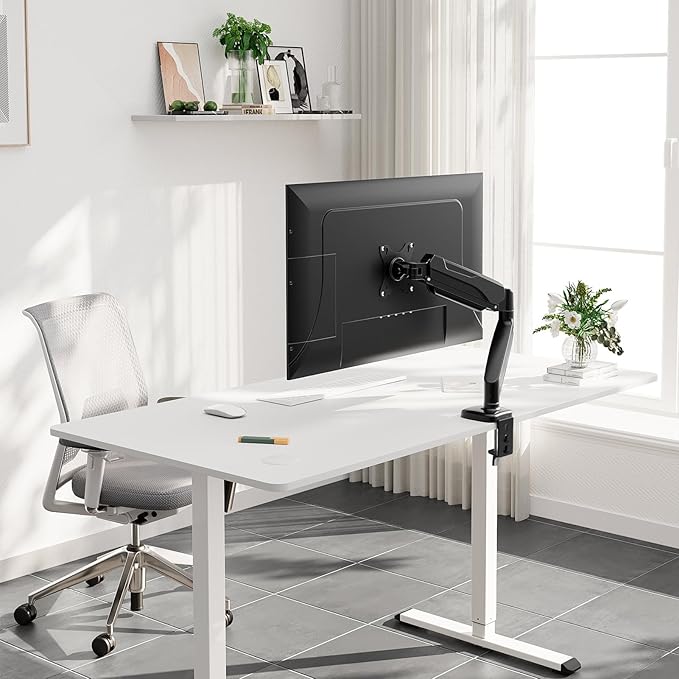 Redragon GMK914 Single Monitor Mount Stand - Gas Spring Adjustable Arms with VESA 75/100mm, 13-32 Inch Screen Compatibility, C Clamp & Grommet Base, Cable Management, 17.6lbs Load Capacity