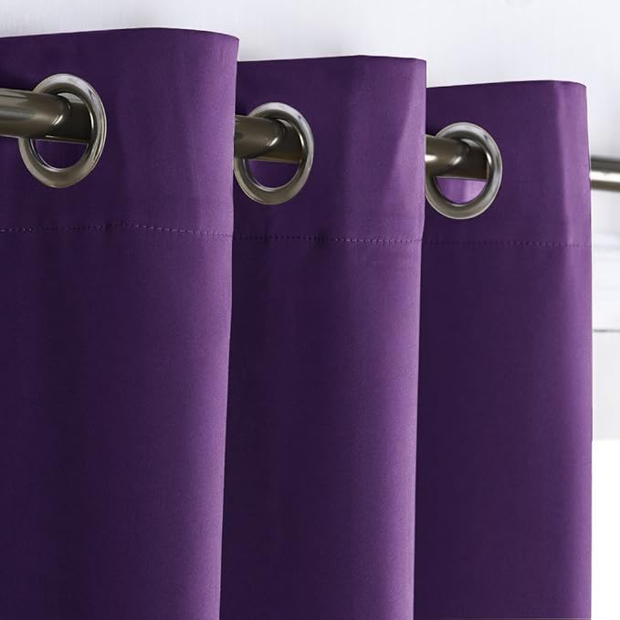 NICETOWN Royal Purple Blackout Curtain for Bedroom 63 inch Length, Purple Home Decor Solid Grommet Window Drape, Room Darkening Thermal Insulated (Single Panel, 42 x 63 inch, Royal Purple)
