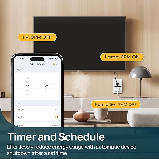Linkind Matter Smart Plug 2 Pack, Night Lights Plug into Wall, Work with Alexa, Apple Home, Google, Timer Outlet 15A/1800W, ETL Certified, 2.4G WiFi, Dusk to Dawn 2700K, for Hallway, Bathroom, Kids
