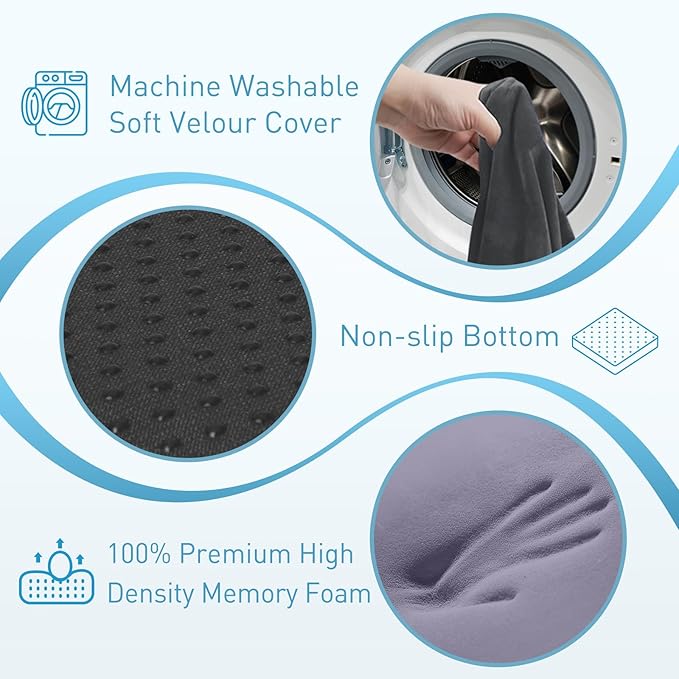BlissTrends Extra Thick Seat Cushion for Office Chair & Car Seat,Grey | Tailbone & Sciatica Relief, Ergonomic Support, High-Density Memory Foam, Comfort for Extended Sitting