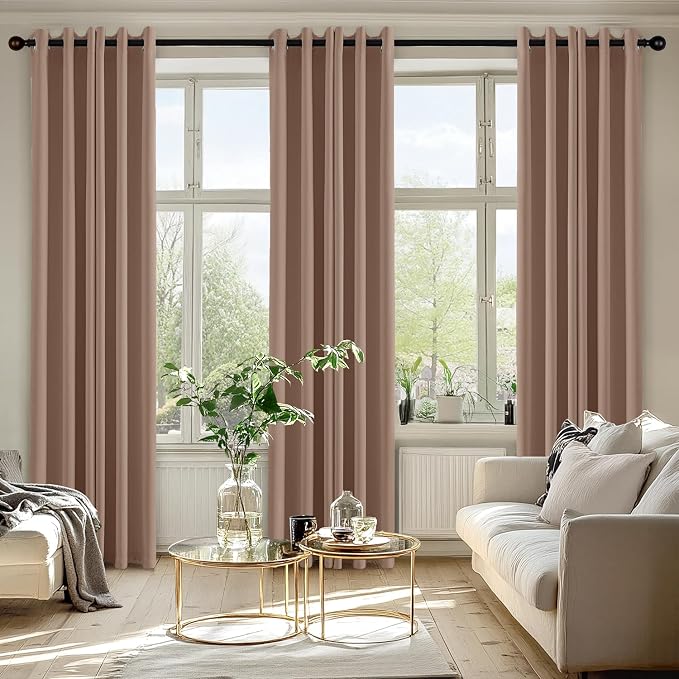 MIULEE Blackout Curtains for Bedroom Living Room 2 Panels, Thermal Insulated Room Darkening Drapes Grommet Noise Reducing Light Blocking Window Treatments 84 Inches Long 40x84 Inch Cappuccino