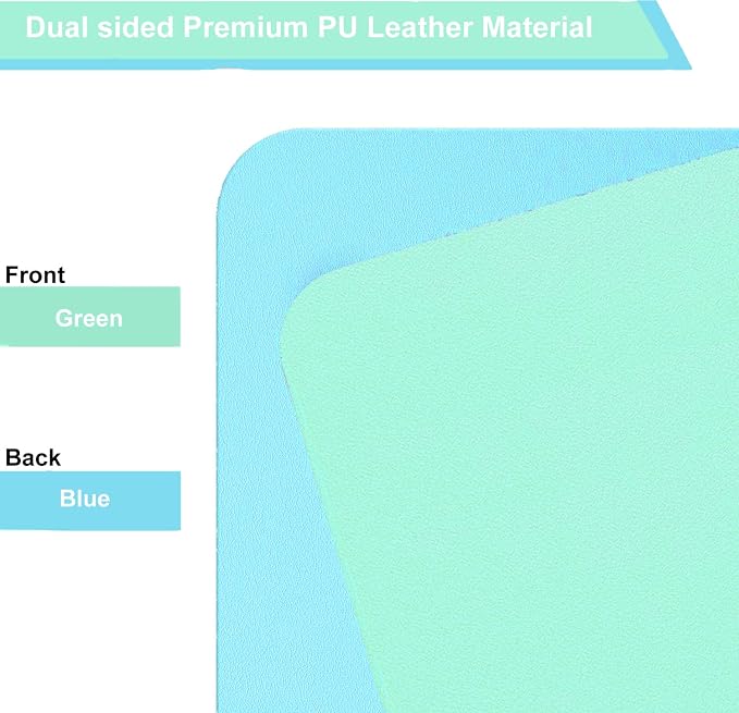 SUJAYU Dual Sided PU Leather Desk Pad, Mouse Pad, Office Desk Mat, Non-Slip Laptop Desk Pad, Waterproof Desk Writing Pad for Office and Home (31.5" x 15.7", Green+Blue)