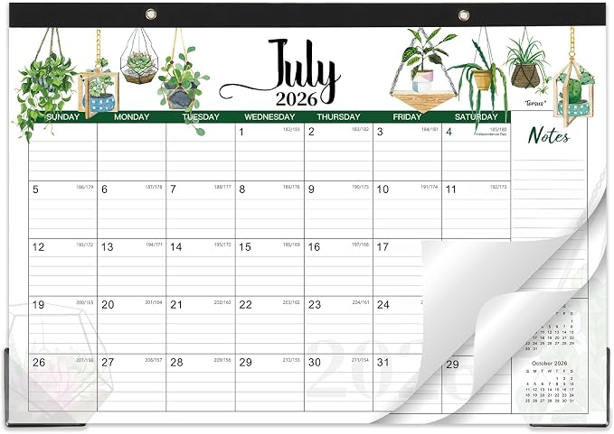 Desk Calendar 2026-2027 - Calendar 26-27, Jul. 2026 - Dec. 2027, Desktop Calendar 2026-2027, 17" x 12" Large Desk Calendar with Cutting Lines, Corner Protector, Note Section for home, office, school.