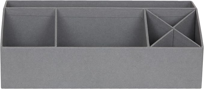 Bigso Elisa Desktop Organizer, Durable Office Desk Organizer for Office Supplies and Accessories, Desk Organizer with 7 Compartments for Customizable Organization,13.1”x4.9”x4.9”, Grey