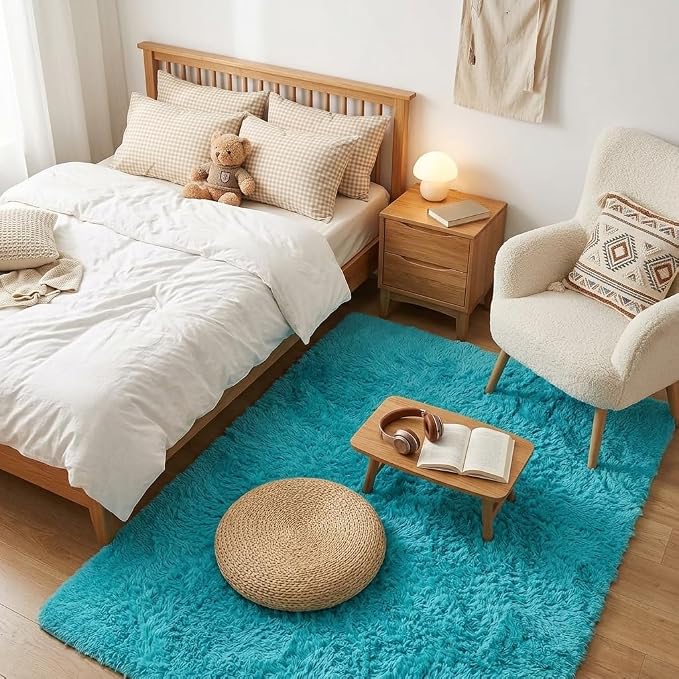 Mugorn Small Soft Shag Rugs for Bedroom, 3x5 Fluffy Area Rugs for Living Room