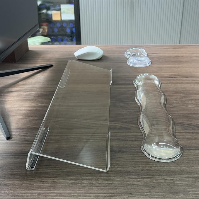 Computer Keyboard Stand with Gel Keyboard Wrist Rest, Tilted Acrylic Keyboard Holder - Ergonomic Wrist Rest Support Keyboard for Typing Pain Relief，Suitable for Office/Computer/Laptop/Gaming