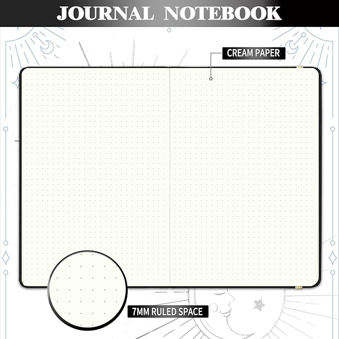 Artfan Dotted Journal/Notebook - Dot Grid Hard Cover Notebook, Premium Thick Paper with Fine Inner Pocket, Black Smooth Faux Leather, Pen Loop, 5.8''×8.4'' - Black