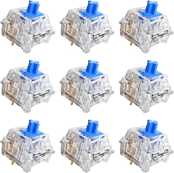 Zhouwang 105Pcs Crystal Blue Switch,3Pcs Kailh Box Experience Switch,Crisp Clicky,Suitable clicker for 3D Prints and Mechanical Gaming Keyboards.