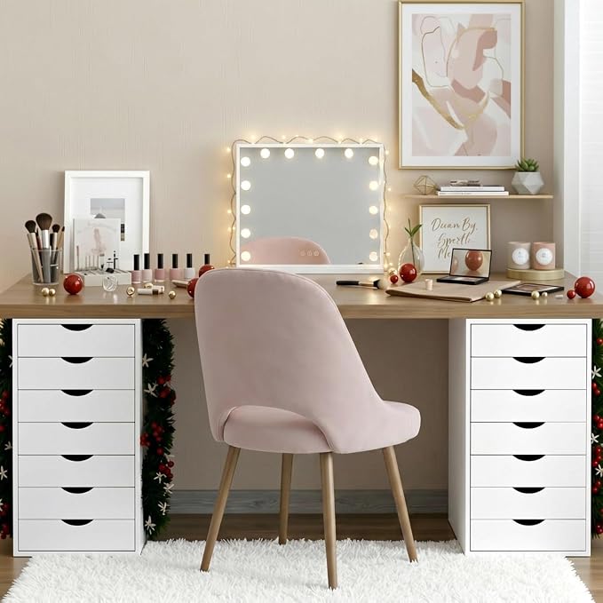 TUSY 7 Drawer Storage Organizer on Wheels, Mobile File Cabinet with Locking Casters, Tall Chest of Drawers for Home Office, White Rolling Storage Drawers for Office Supplies