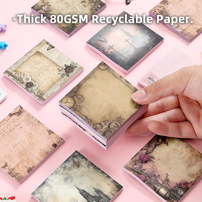 9 PCS Retro Sticky Notes 3x3 Cute and Aesthetic Post it Notes Self-Stick Note Pads for School, Office, and Home - Ideal Gifts for Teachers, Women, and Coworkers (Mystic Vintage Realms)