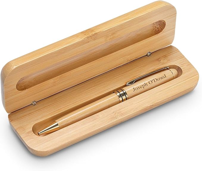 Executive Gift Shoppe | Personalized Bamboo Wood Pen & Case Set with Custom Engraving