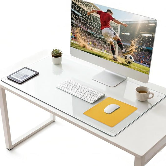 Tempered Glass Desk Pad to Protect Desk,Clear Office Desk Pad for Keyboard and Computer Monitor,Glass Desk Mat for Desktop Dry Erase,20 x 32 inch