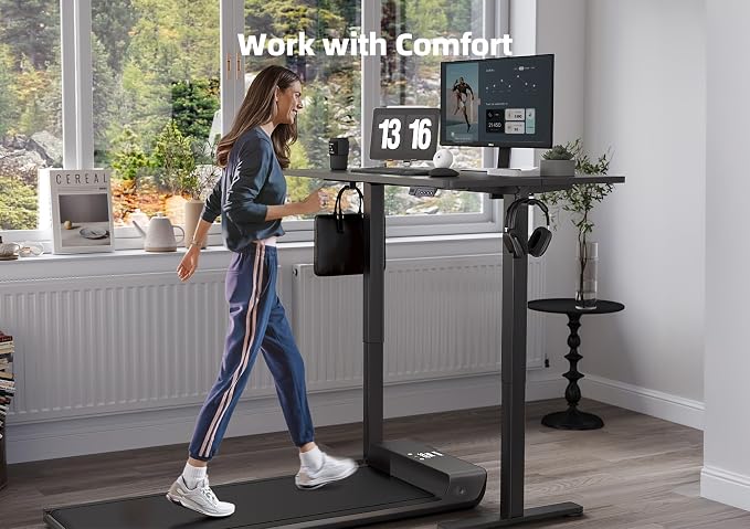 YDN Electric Standing Desk Adjustable Height, 32 x 19 Inches Stand up Desk with Cable Management, Home Office Desks with Splice Board & Black Frame, Black Top