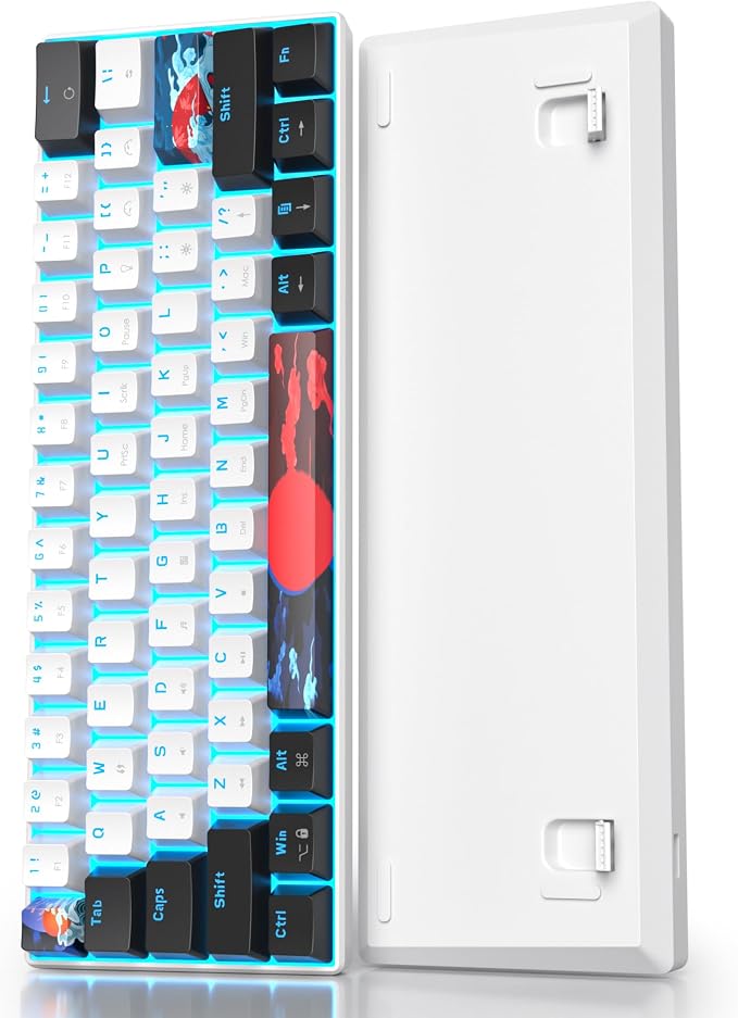 60 Percent Gaming Keyboard 61 Keys Mechanical Keyboard Ultra Compact Wird Keyboard LED Backlit with Red Switch for PC Laptop Gamer(61 White)