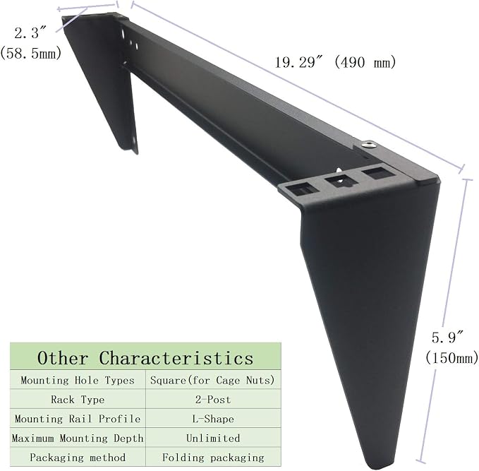 1U 19" Vertical Wall Mount Rack- Heavy Duty Wall Mount Patch Panel Bracket for Data and Network Equipment,Supports 125lbs (1U150)