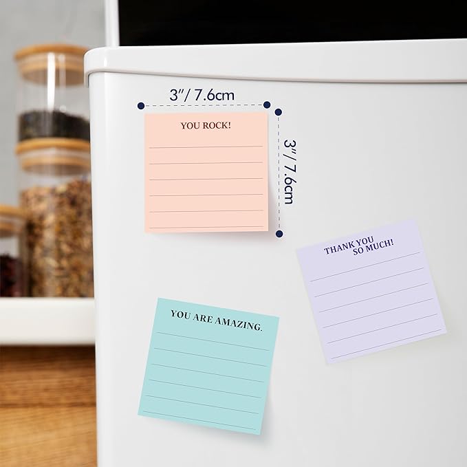 18 PCS Inspirational Sticky Notes with Lines, Adhesive Note Pads Motivational Fun Notepads, Employee Appreciation Gifts Bulk for Teacher, Nurse, Coworkers, Office, Work & Study Supplies (3” x 3“)