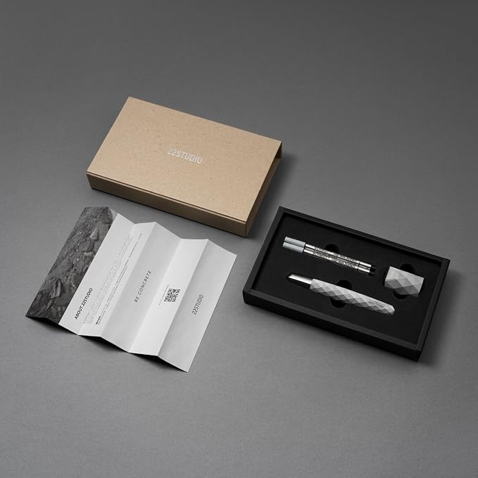 22STUDIO Polygon Rollerball Pens Gift Set| Luxury Smooth Writing Pen | Unique Design for Professionals & Collectors | Premium Office Stationery | Gift for Executive & Writer (Concrete Grey)