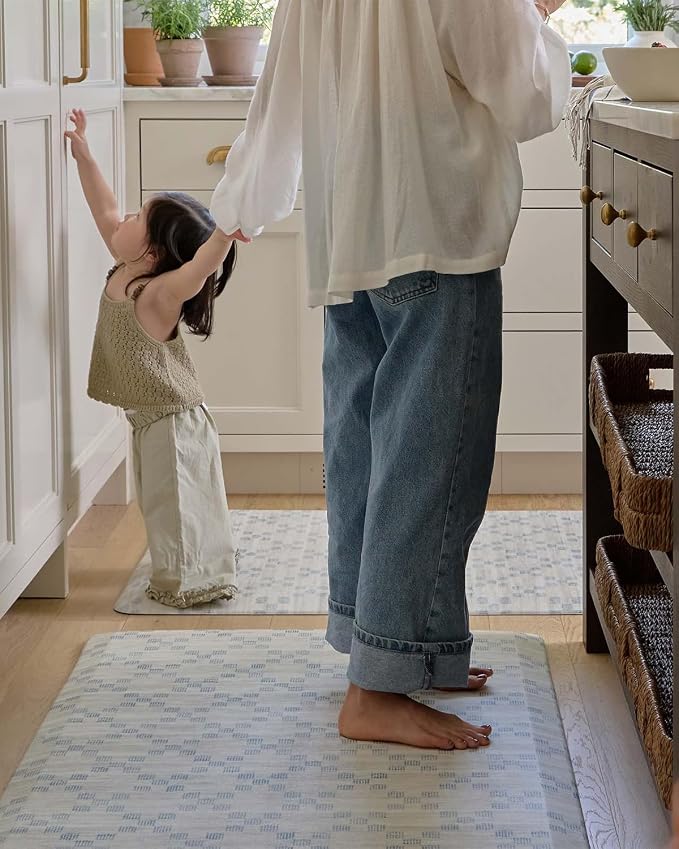 House of Noa Nama Standing Mat – Anti-Fatigue Cushioned Kitchen Mats for Floor | Ergonomic Bounce-Back Foam Kitchen Mats | Anti-Fatigue Mats for Kitchen & Standing | Sloan Peri Blue | 22" x 54"