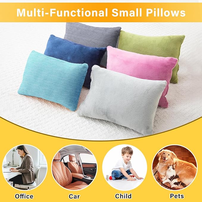 1 MIDDLE ONE 2 Pack Small Pillow, Cooling Memory Foam Mini Pillow 11 X 7 Inches for Sleeping, Travel, Neck, Knee Support, Tiny Cushion for Pet, Dogs (Grey)
