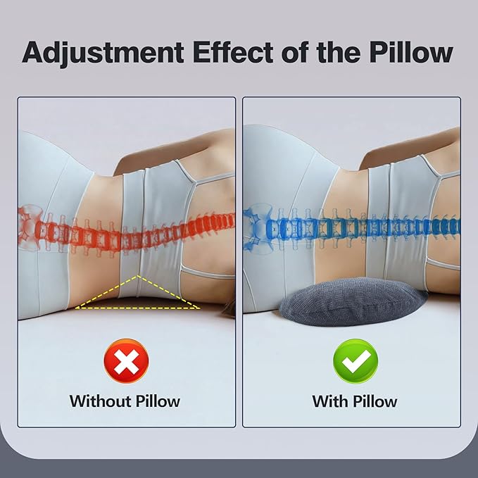 COMFYTHERA Lumbar Support Pillow for Sleeping Memory Foam Lumbar Support Cushion for Lower Back Pain Relief, Back Support Bed Pillow Waist Support (Dark Grey, Large)