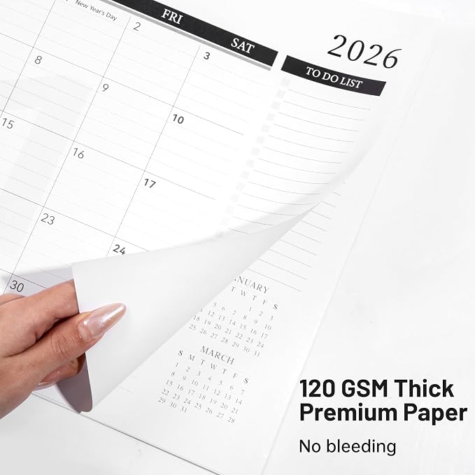 Yoment Desk Calendar Refill 2026-2027, Jan 2026-June 2027, Large 10"x16" Monthly Planner with to-do Lists 18 Months Calendar for Office School Home, Black