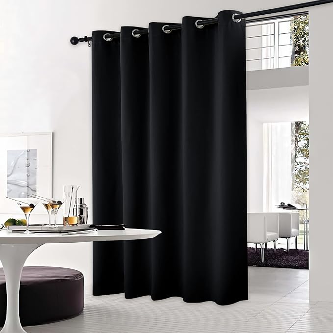 NICETOWN Blackout Curtain for Sliding Door, Patio Door Curtains, Thermal Insulated Wide Drapes/Draperies for Bedroom (Black, 70 by 84 inches,)