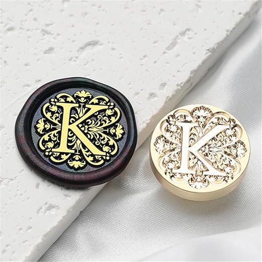 Flower Initial Alphabet K Wax Seal Stamp & Eucalyptus Love Sealing Stamp with Wax Stamp Brass Head Ideal for Wedding Invitations Gift Wrapping Christmas (Floral K)