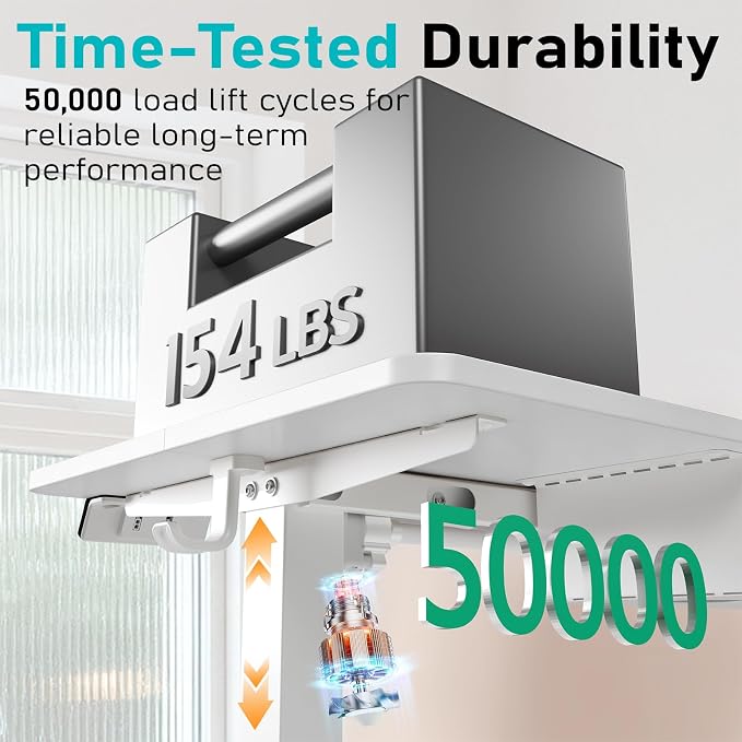 35" Electric Standing Desk, Small Sit Stand up Desk, White | Height Adjustable Computer Desk for Home Office, Compact Work & Gaming Desk with Cable Management and Stable Steel Frame