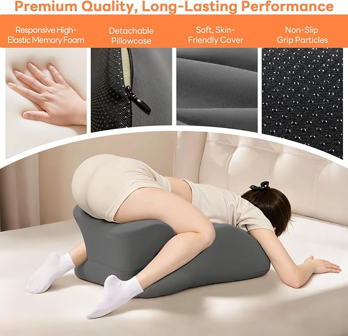Memory Foam Wedge Pillow, Intimacy Positioning Pillow for Reading | 27° Angled Ergonomic Positioning Pillow, Contoured Back & Neck Support, Multi-Functional Body Pillow with Removable Cover