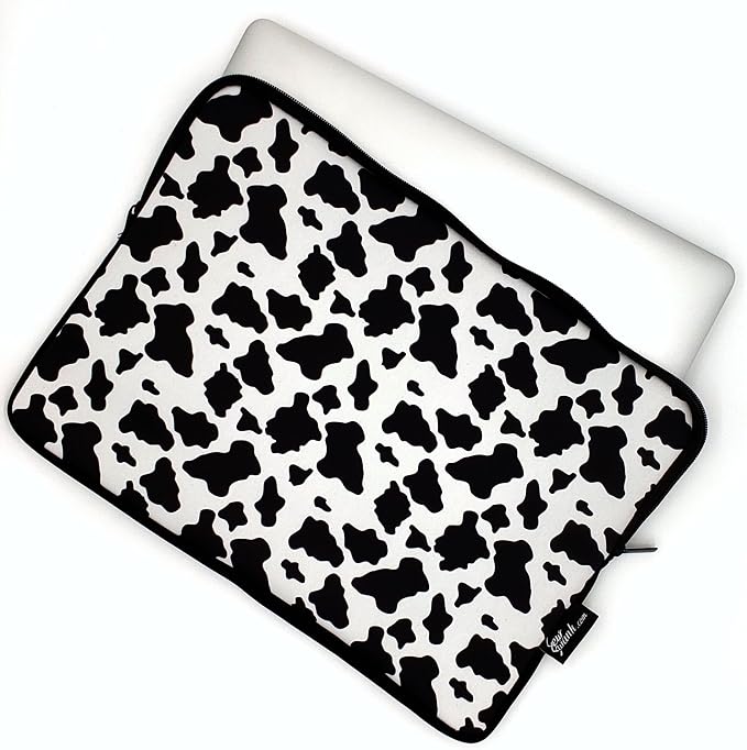 13-15 Inch Cow Print Laptop Sleeve Case/Water-Resistant Neoprene Notebook Computer Pocket Tablet Briefcase Carrying Bag/Pouch Skin Cover for HP/Dell/Lenovo/Asus/Acer/Apple