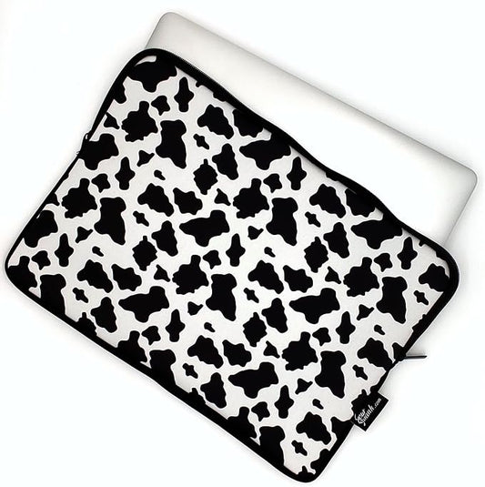 13-15 Inch Cow Print Laptop Sleeve Case/Water-Resistant Neoprene Notebook Computer Pocket Tablet Briefcase Carrying Bag/Pouch Skin Cover for HP/Dell/Lenovo/Asus/Acer/Apple