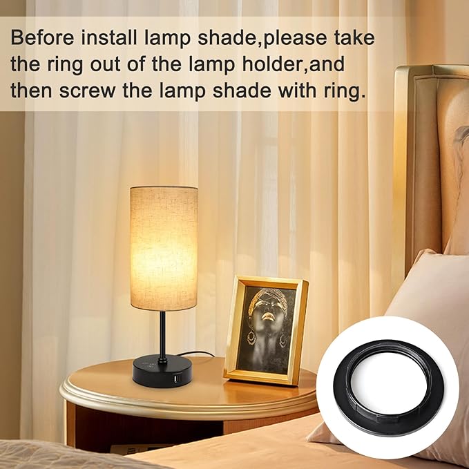 Unicozin Table Lamp Set of 2, 3 CCT 3000K/4500K/6500K & RGB Color Changing, Stepless Dimmable Small Bedside Lamp for Reading, Ambience Nightstand Light for Home Decor Party, Beige Shade