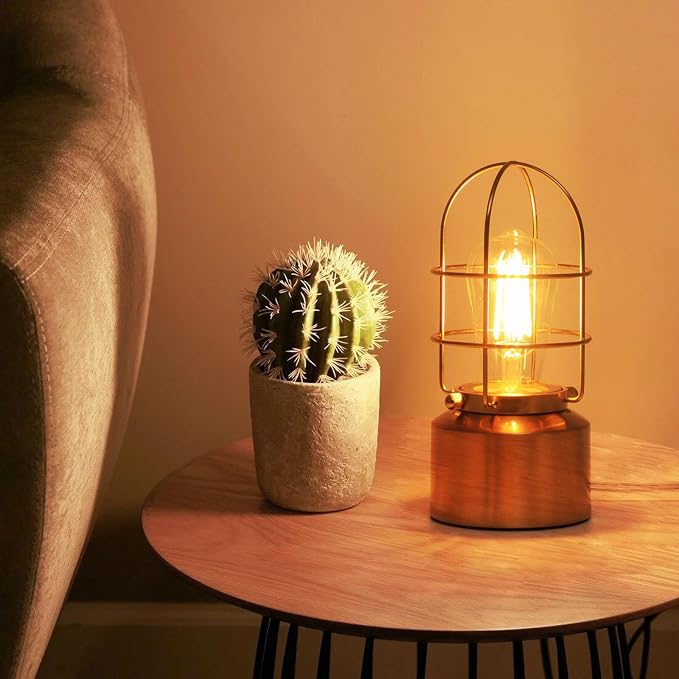 Haian Support Small Touch Gold Table Lamp for Small Spaces - 3 Way Dimmable Industrial Bedside Lamp - Steampunk Antique Nightstand Desk for Bedroom, Living Room (Bulb Included)