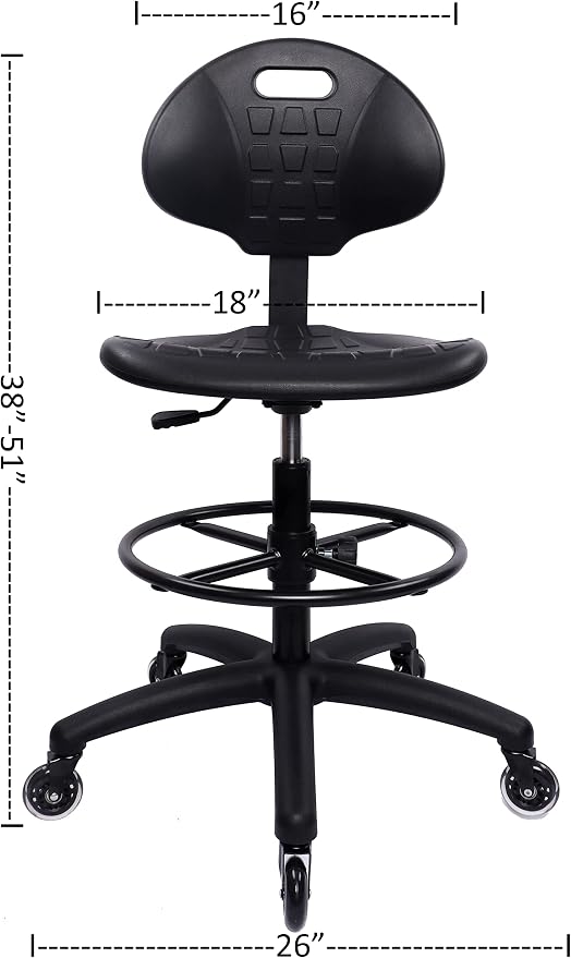 TAKE UR SEAT® Deluxe Drafting Lab Stool Chair, 18'' Adjustable Footring, 10'' Adjustable Height, 450 lbs seat Capacity, Heavy Duty,Shipped Within 24 Hours (Blade Wheels)