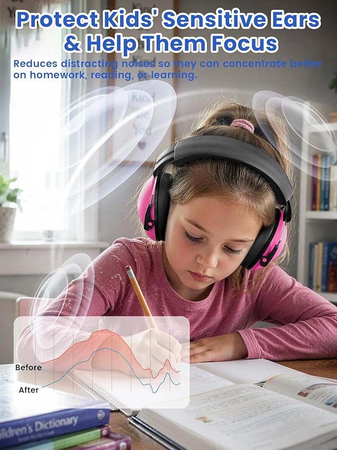 Dr.meter Ear Muffs for Noise Reduction: SNR27.4 Noise Cancelling Headphones for Autism with Adjustable Headband - Kids Ear Protection for Monster Truck, Airplane, Fireworks, Concerts and Kids Autism
