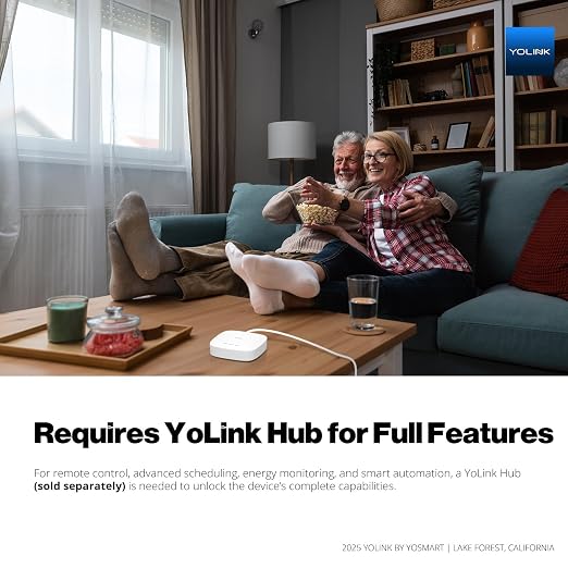 YoLink Plug Mini, 2-Pack, Ultra-Compact Smart Outlet with Over-Temperature Protection & Precision Scheduling, 1/4 Mile LoRa Range, Alexa, Google Assistant Integration, Hub Included